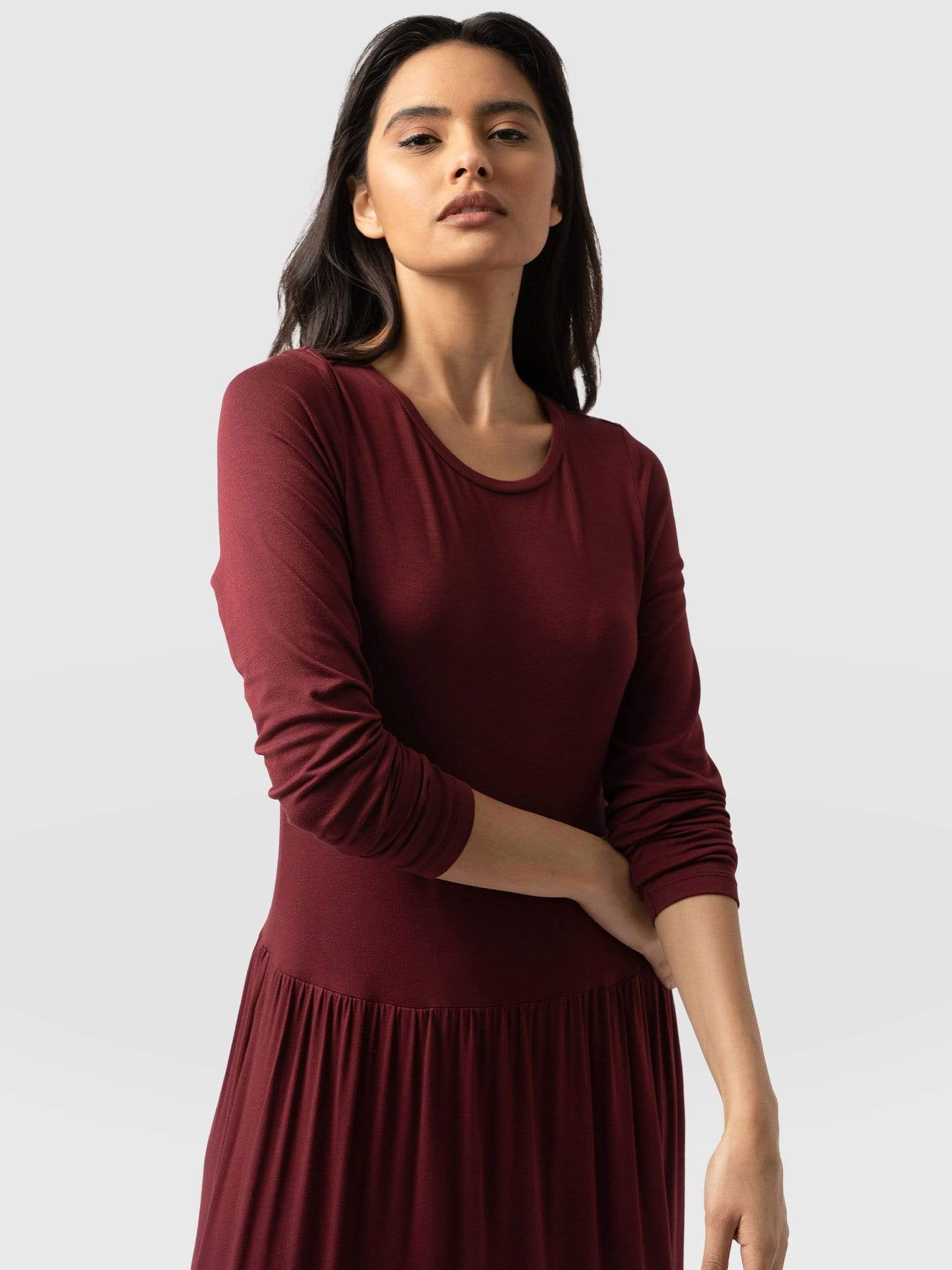 Greenwich Dress Long Sleeve - Burgundy
